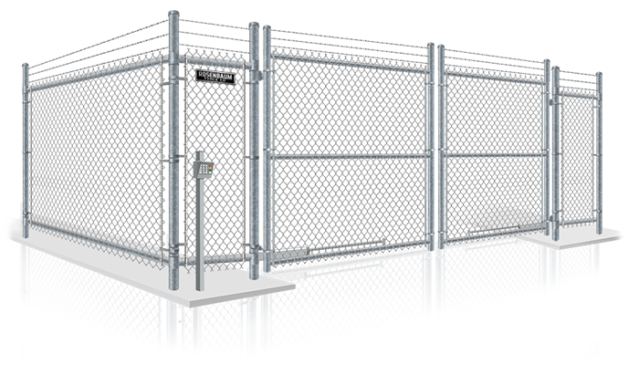 Commercial chain link security gate with barbed wire installation company in the Hampton VA and the surrounding area area.